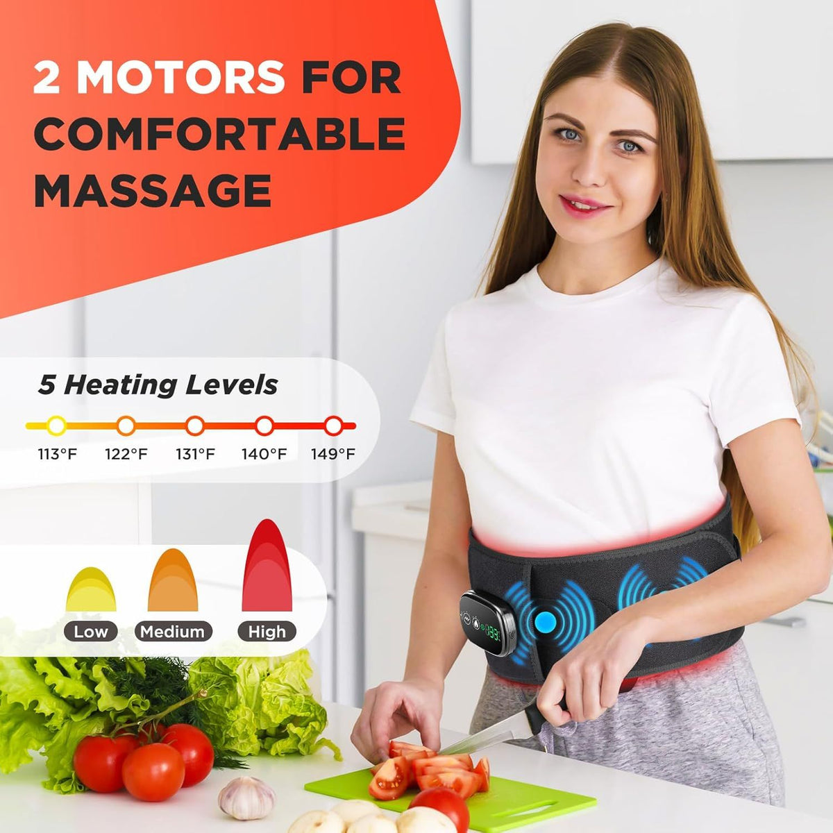 Cordless Heating Waist Belt Wearable Heated Pads Heating Massage Waist Support Brace