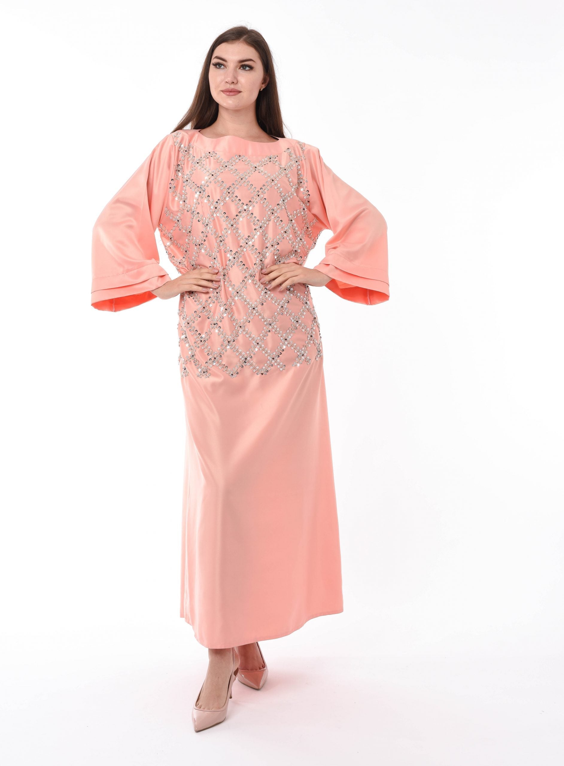 MOiSTREET Orange Kaftan with Hand Embroidery