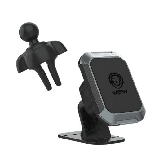Green Lion 2in 1 Magnetic Car Phone Holder - Black