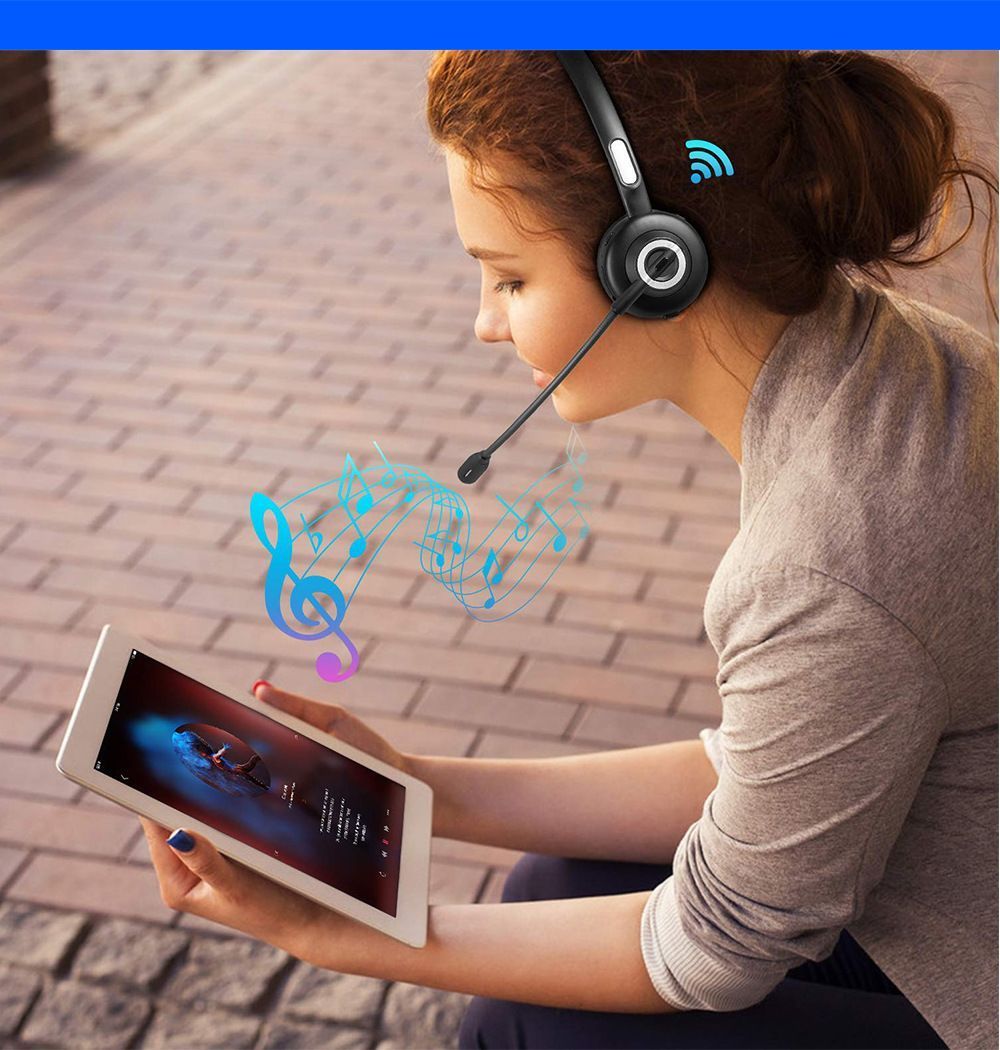 Office Bluetooth Headset Single Ear Wireless Headphones With Mic For Truck Driver