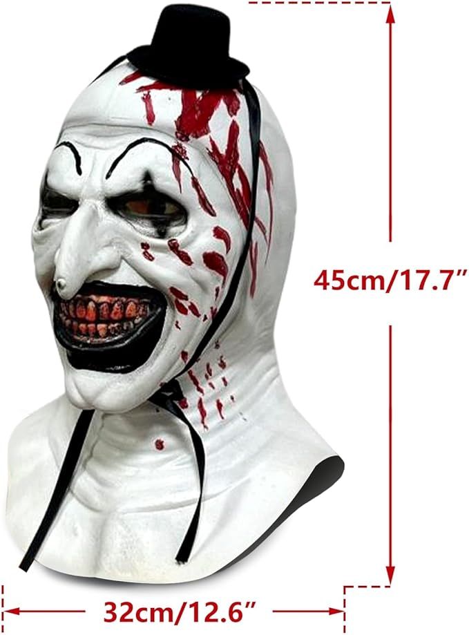 Horror Clown Mask Full Halloween Terrifier Head Bloody Mask for Masquerade Cosplay Party