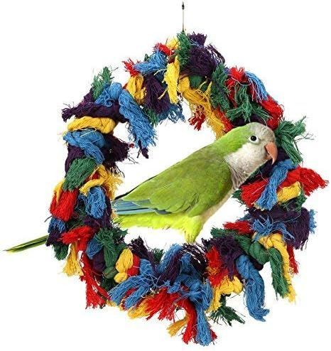 Bird Parakeet Colorful Swing Toys Cotton Rope Chew Hanging Bird Preening Garland Swing