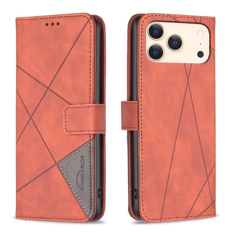 For iPhone 18 Pro Max / iPhone 17 Pro Max Magnetic Buckle Rhombus Texture Leather Phone Case