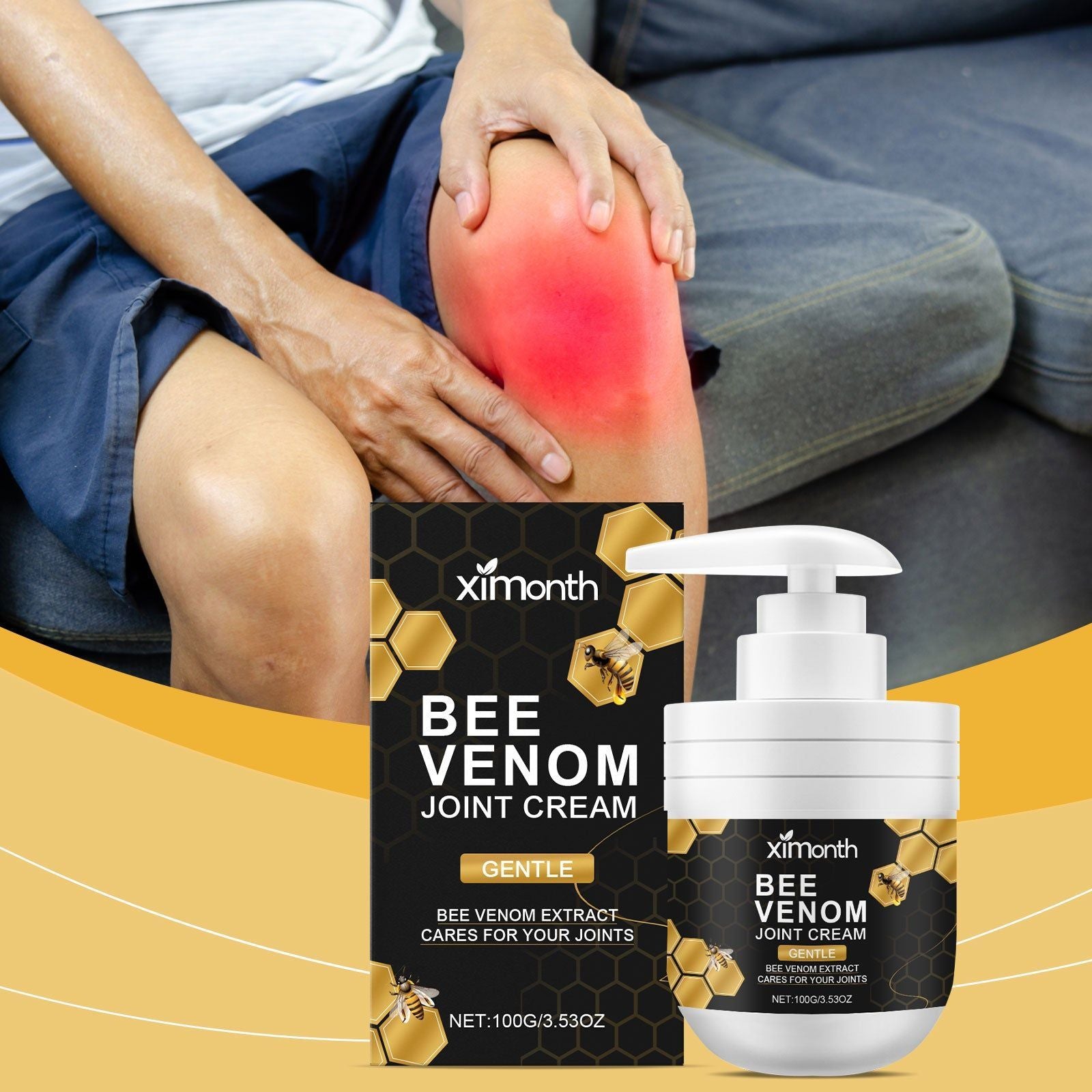 Bee Venom Hydrating Massage Cream, Moisturizes, Soothes Joints, Natural Skin Care ,100g