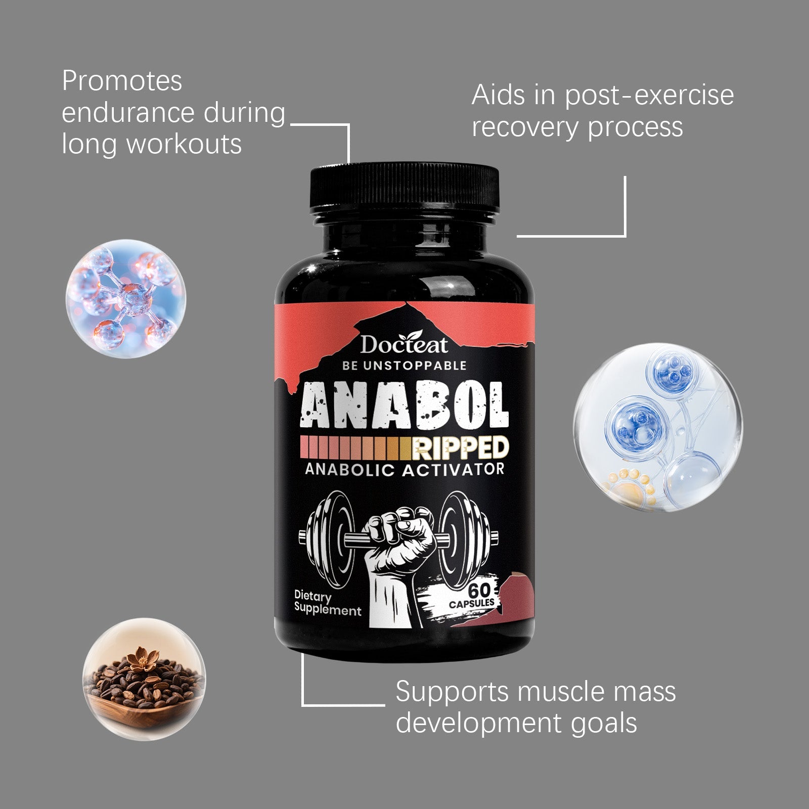 Boost Muscle Energy Support Capsules for Body Care, Enhance Fitness & Performance ,60 capsules