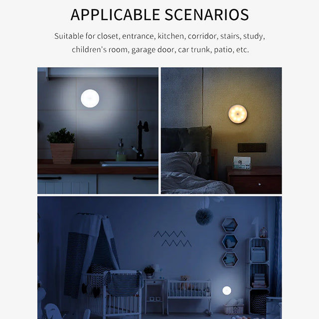 LED Motion Sensor Night Light with 2 Color Modes - USB Rechargeable Indoor Lighting for Home, Bedroom, Hallway