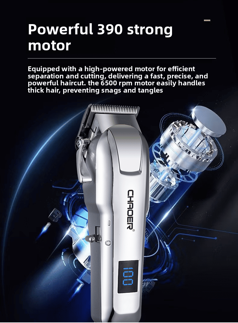 LCD Hair Clipper with Adjustable Guide Comb