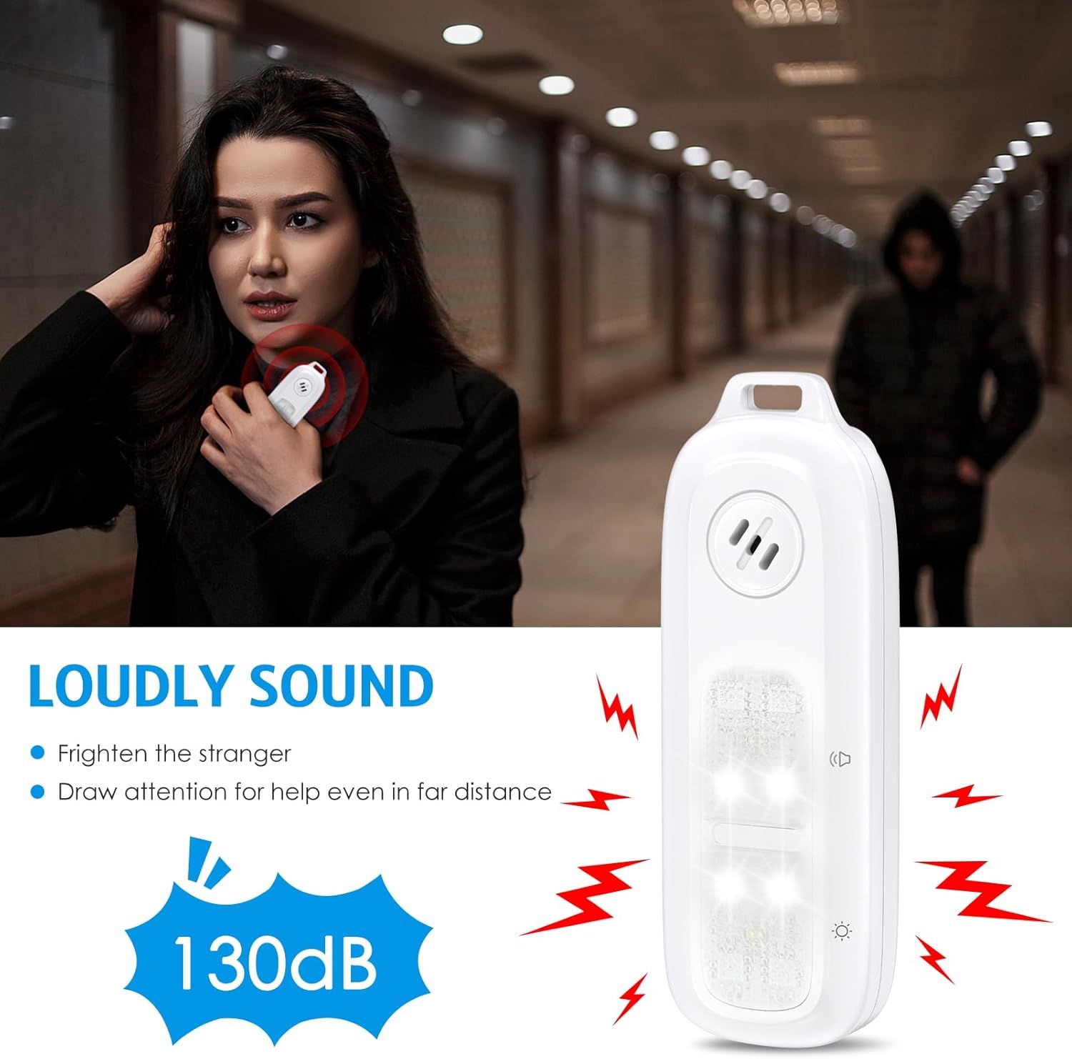 Running Safety Warning Light Personal Safety Alarm Keychain for Kids Women Elderly
