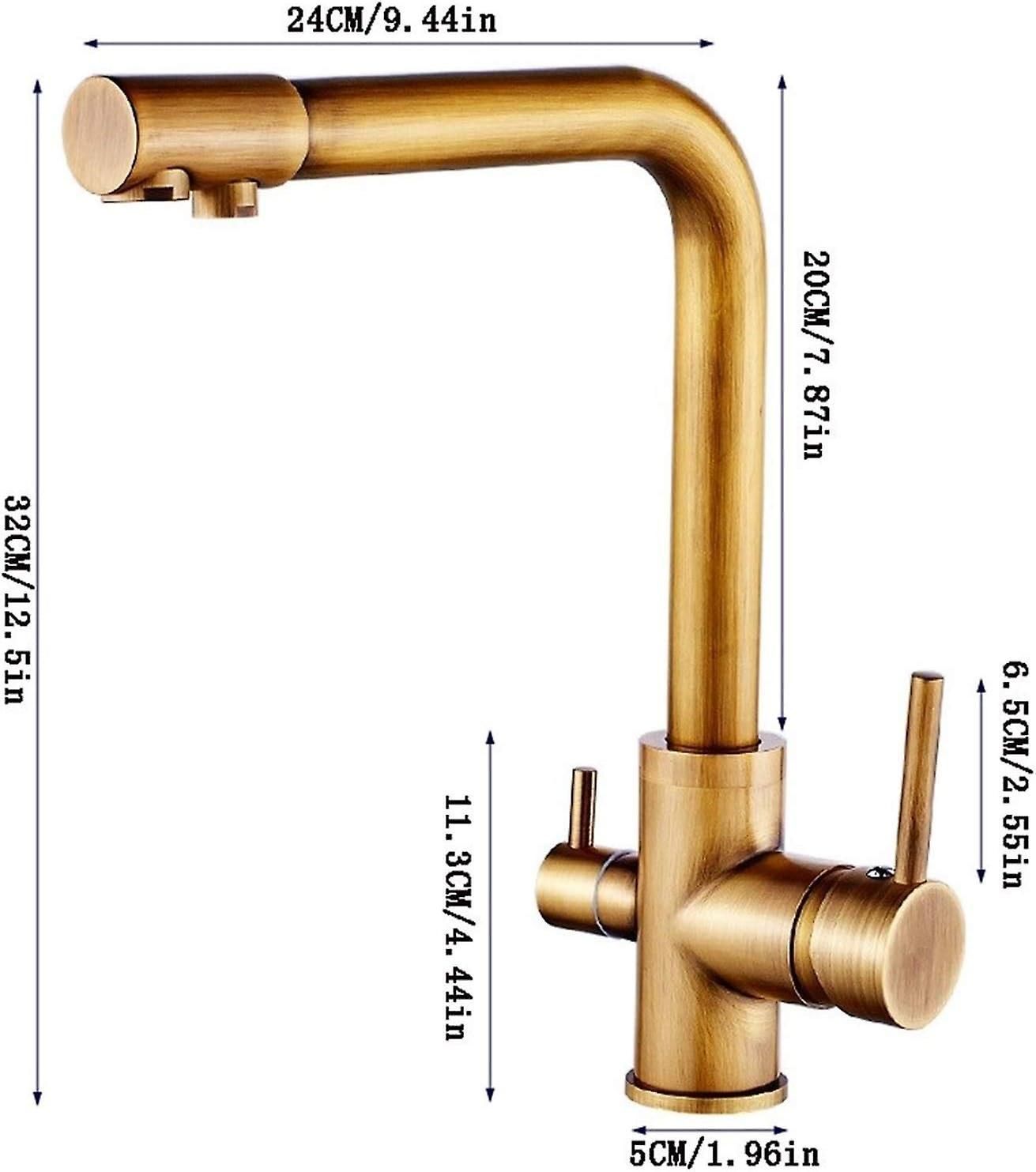 Modern Kitchen Faucet, 3 Way Kitchen Faucet With Filter Water Way Tap, Double Handle Drinking Water Taps 3 Way Bronze Kitchen Mixer Tap With Accessori