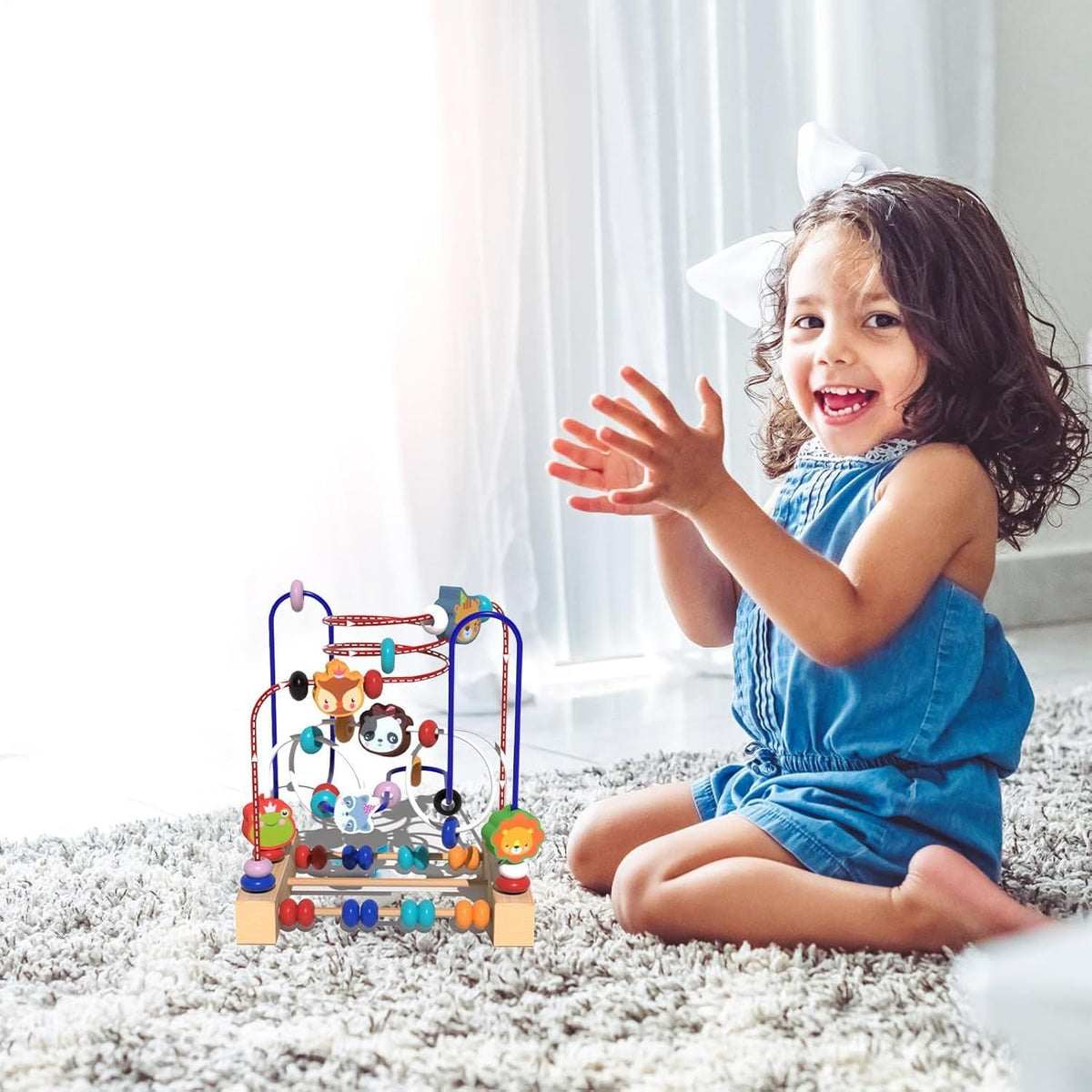 Bead Roller Coaster Wooden Bead Maze Roller Coaster Educational Circle Toy