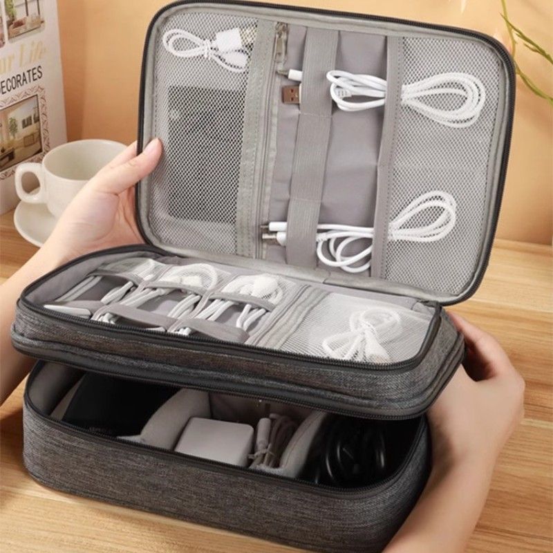 Large Capacity Storage Bag Travel Data Cable Organizer Bag Storage Pouch