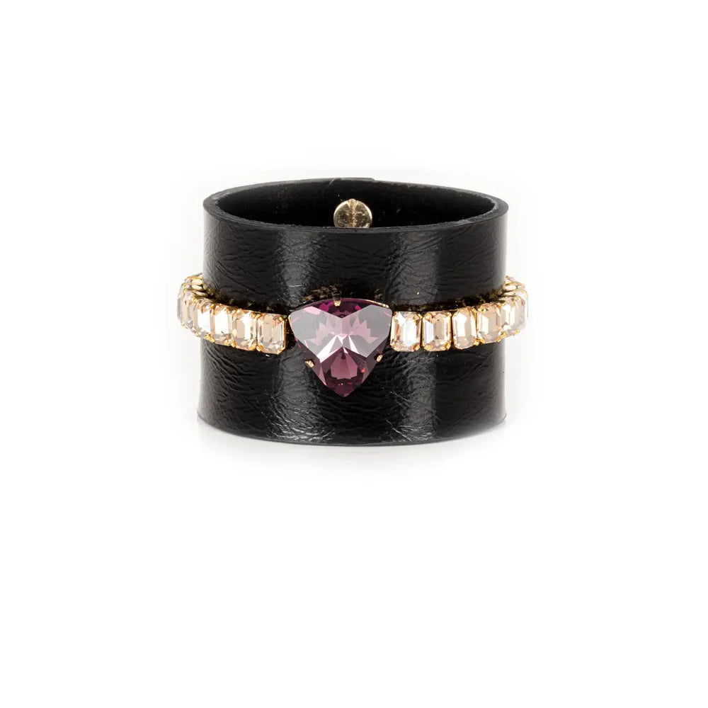 The Dark Midnight Empress Crystal Leather Cuff