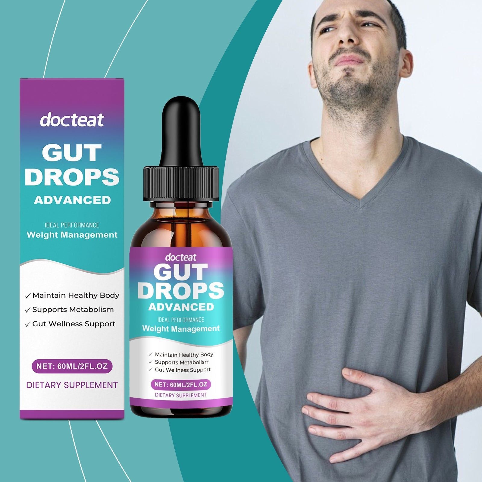 Intestinal Care Drops, Boost Digestion, Fast Relief, Body Care Supplement, Natural Formula ,60ml
