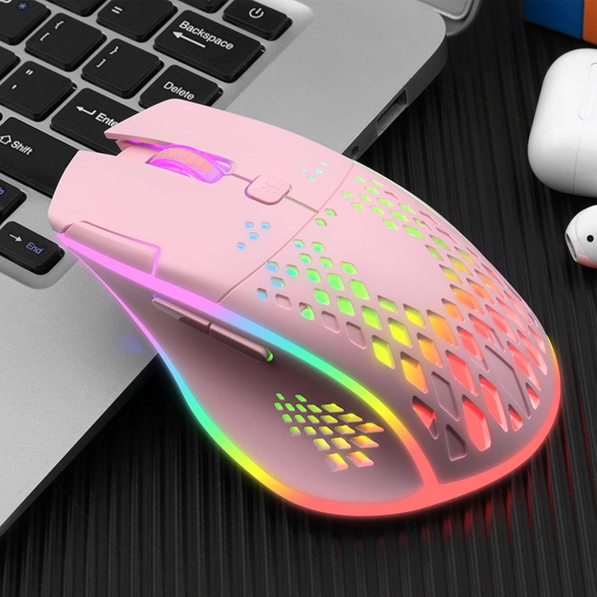 Wireless Gaming Mouse Silent Click Rechargeable Gaming Mouse with Dual Click Button
