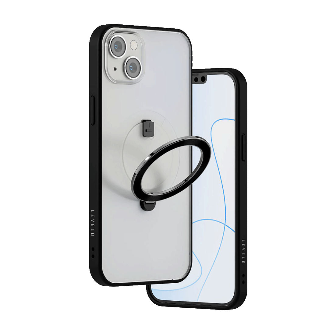 Levelo Ringo MagSafe Multi-Functional Kickstand Case For iPhone 14 Plus, Black