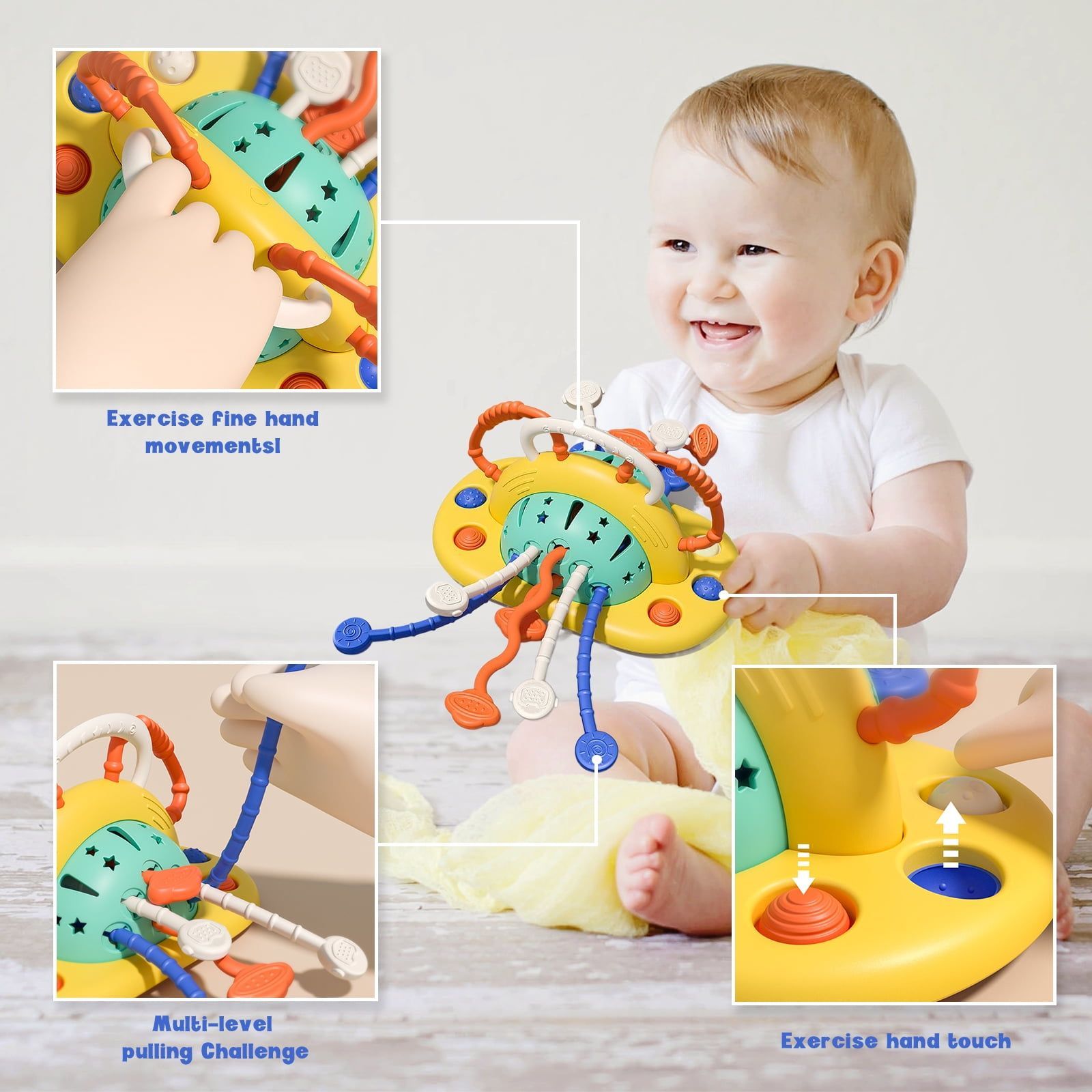 Baby Toys High Chair Toys with Suction Cup Toddler Pull String Montessori Toys for 6 12 Month Child