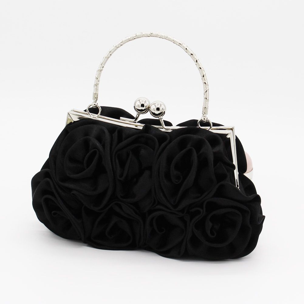 Woman Evening Bag Flower Satin Pouch Clutch Bag for Wedding Party