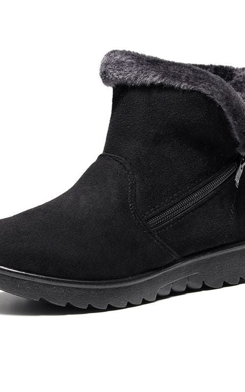 No-slip Winter Boots Zipper Solid Plush Warm Ankle for Women