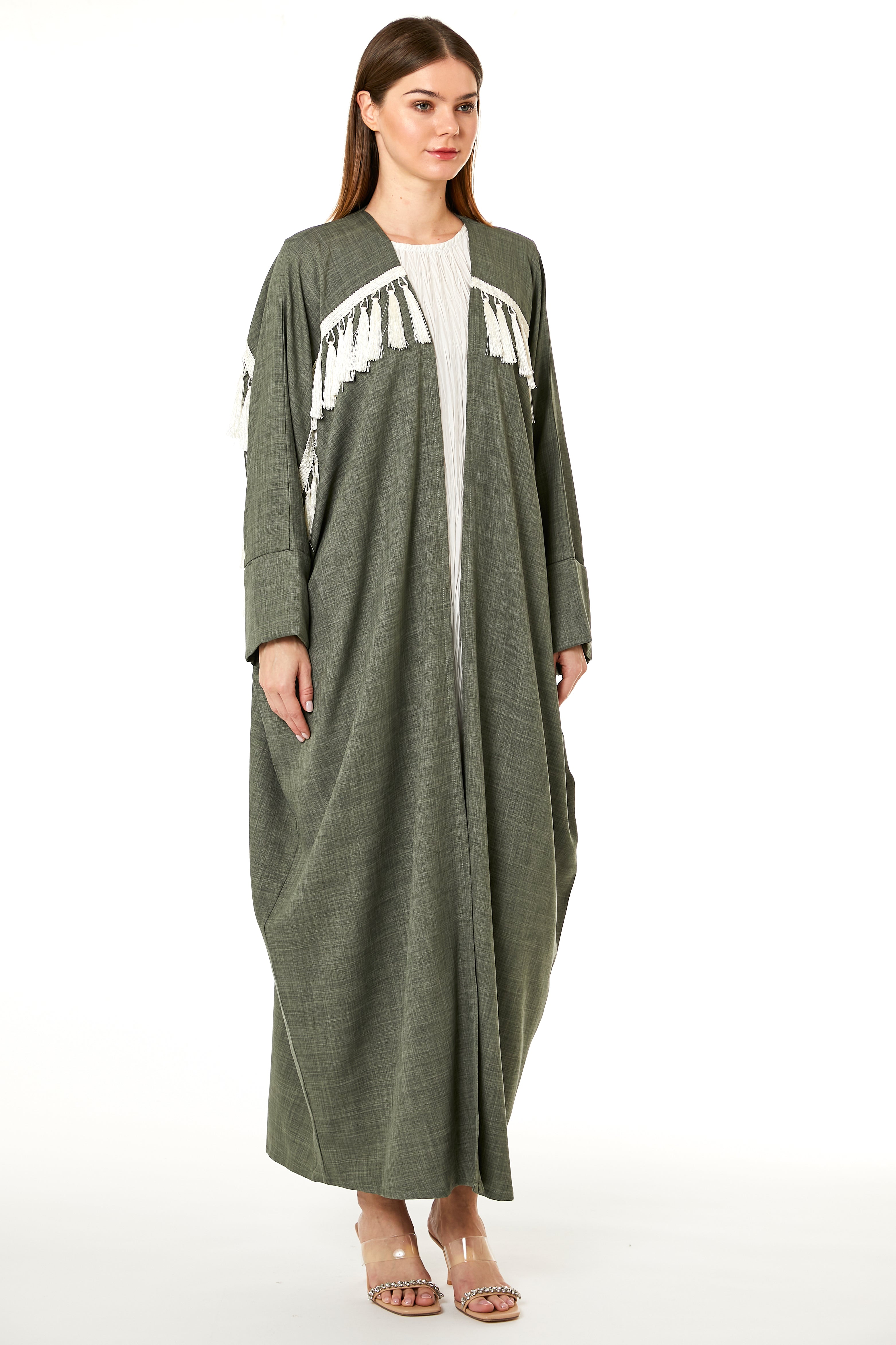 MOiSTREET Green CEY Melange Abaya