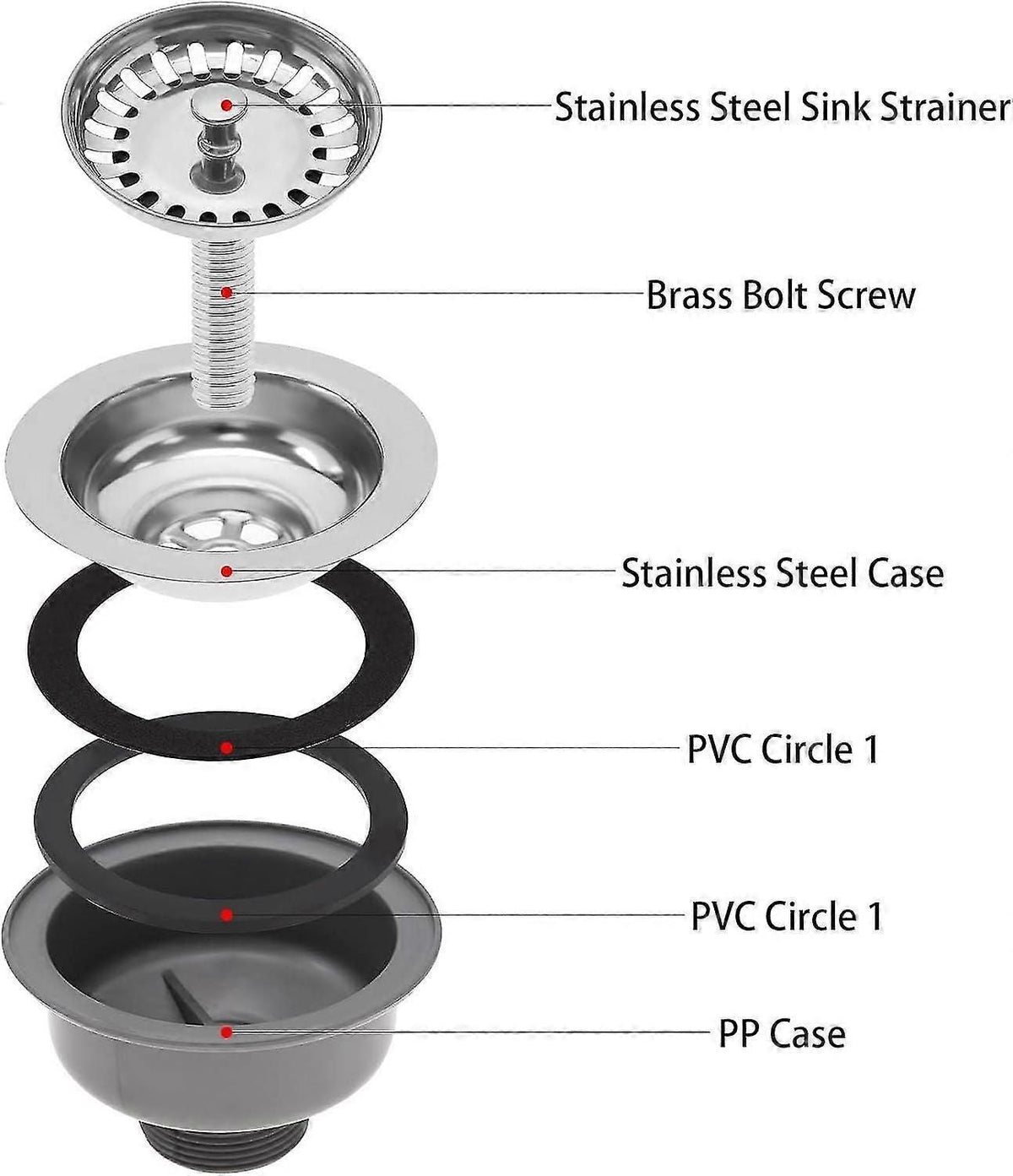Sink Collection 114mm Stainless Steel Kitchen Sink Basket Strainer Plug Drain Pipe Suitable For 83-90mm Sink Diameter Kitchen Sink Accessories