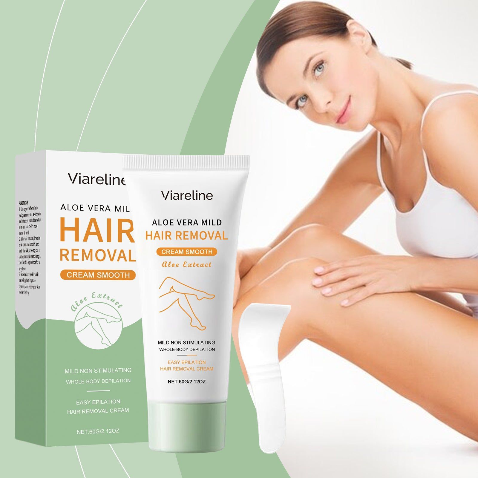 Aloe Vera Hair Removal Cream, Gentle Body Care, Moisturizes & Smooths Skin ,1 set
