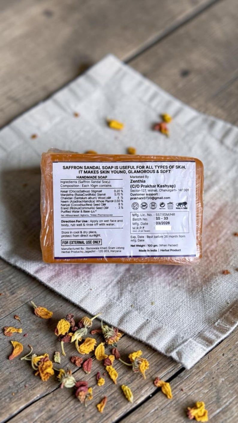 Trustmeds Saffron & Sandalwood Soap with Neem & Coconut Oil