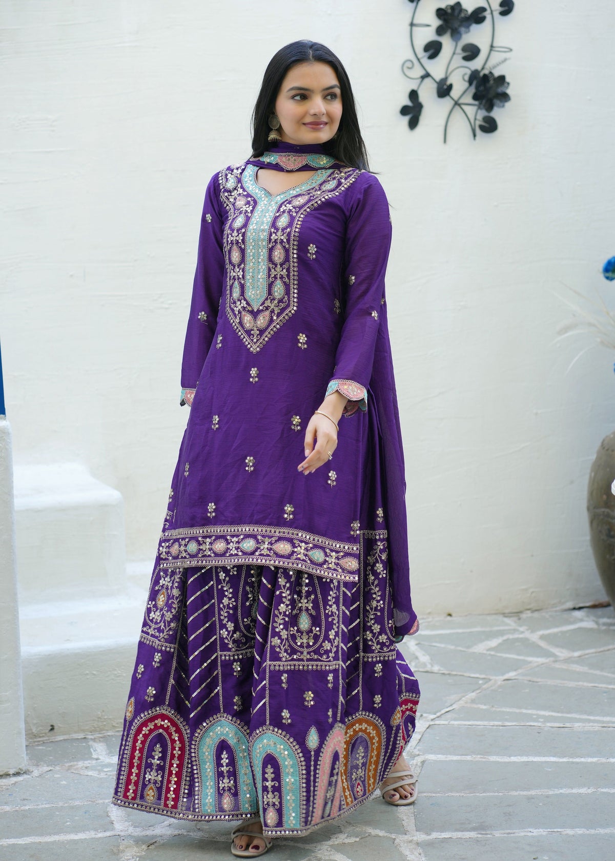 Fab Zone Women's Sequin Embroidered Kurti Suit For Parties