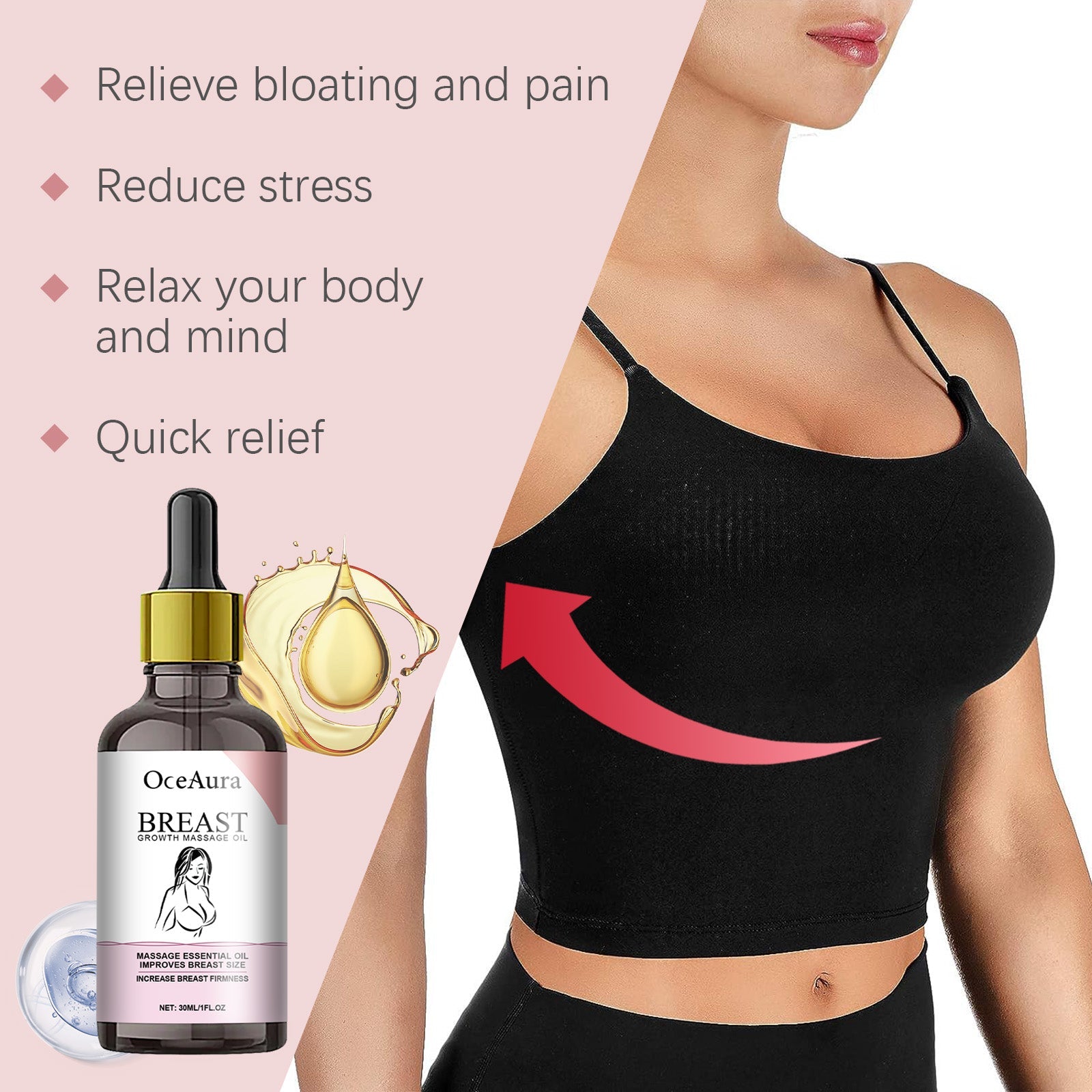 Chest Moisturizing Treatment, Firming & Volumizing Essential Oil for Breast Care, Relaxing Massage Oil ,30ml