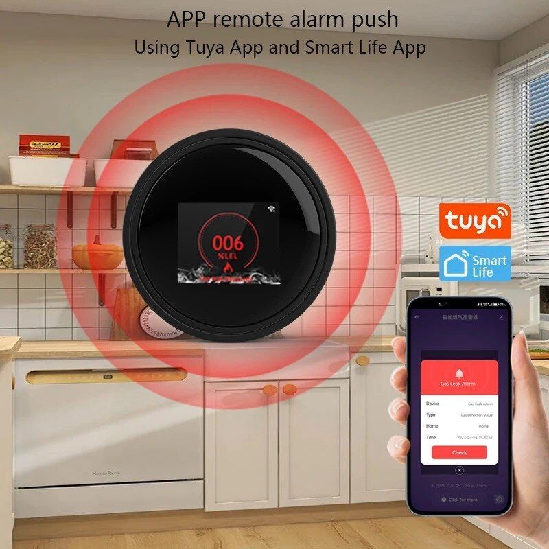 Wifi Natural Gas Sensor LCD display Smart Alarm Gas Leakage Detector for Home
