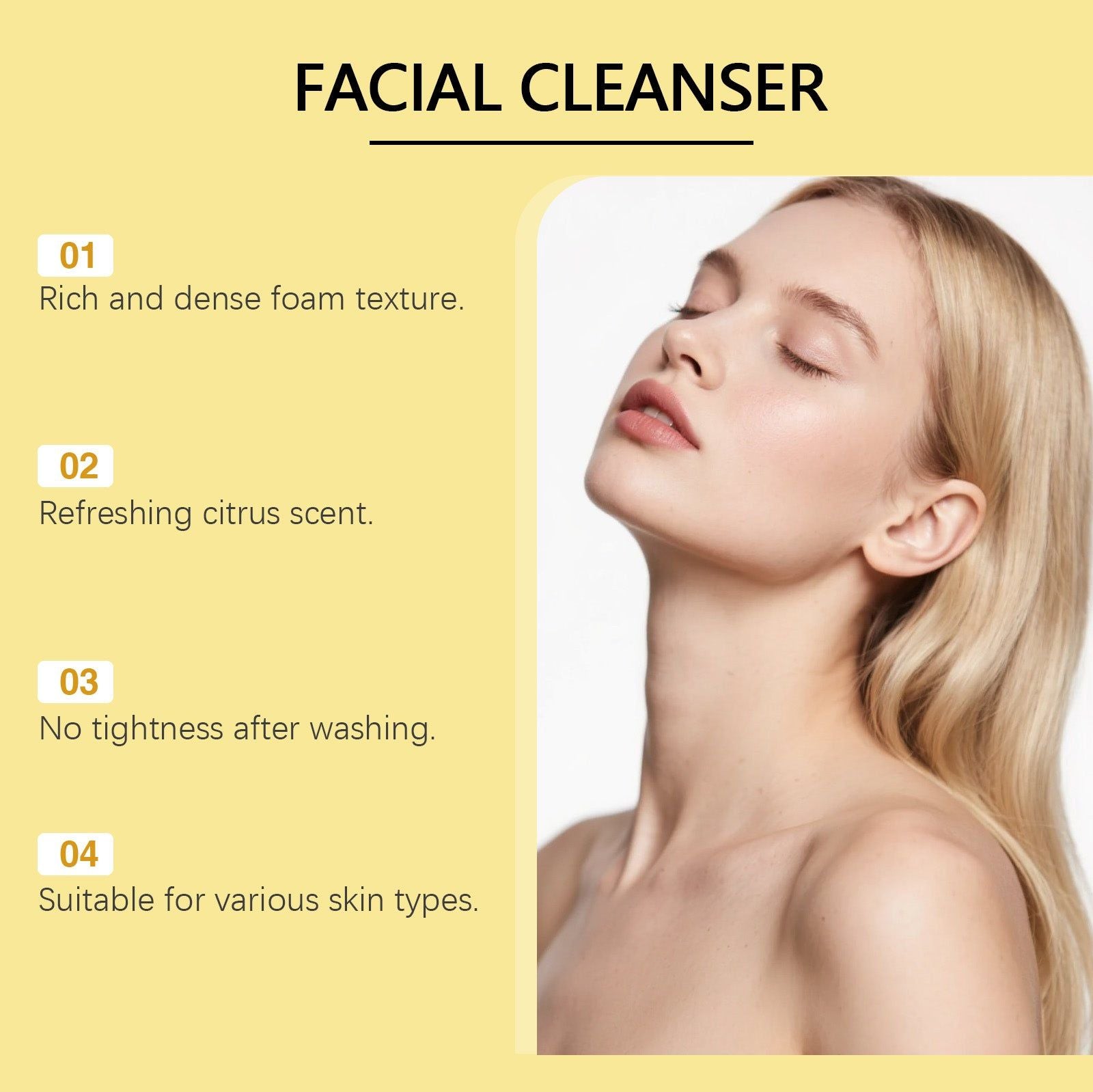 Citrus Foam Facial Cleanser, Oil Control, Gentle, Refreshing, Hydrating ,100g