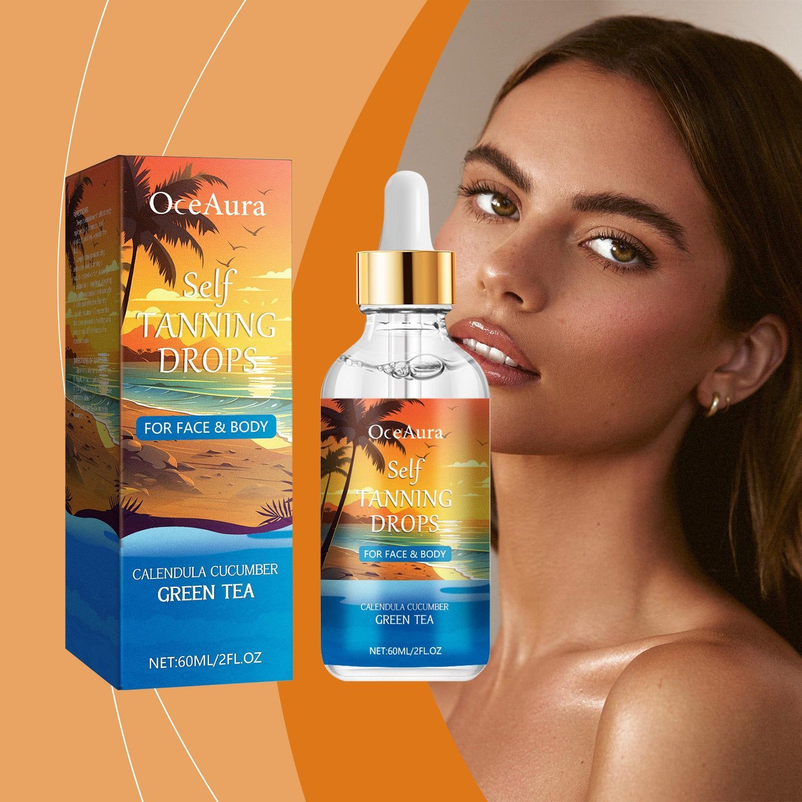 Dark Skin Care Tanning Essence, Natural Glow, Hydrating, Brightening ,60ml