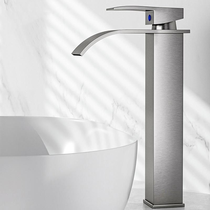 Waterfall Wash Basin Faucet S High Steel Grey
