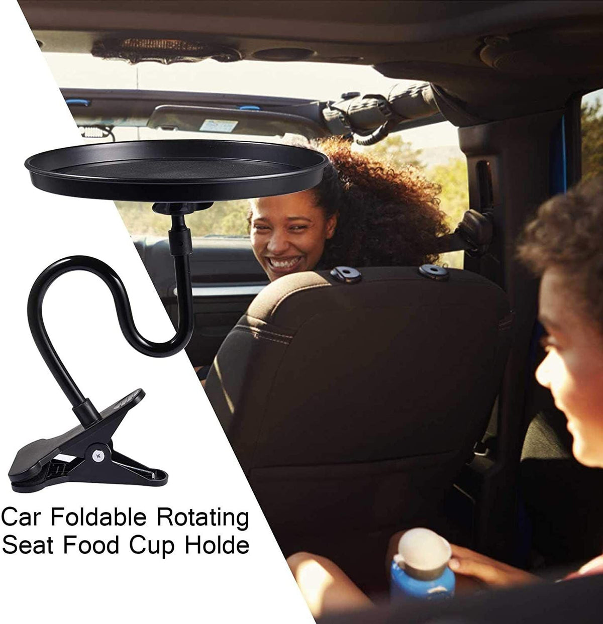 Car Seat Food Table Swivel Mount Holder Travel Drink Table Round Stand Food Tray