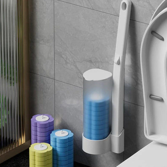 Disposable Toilet Brush Set with Replaceable Heads - Hygienic, Convenient Cleaning for Bathroom