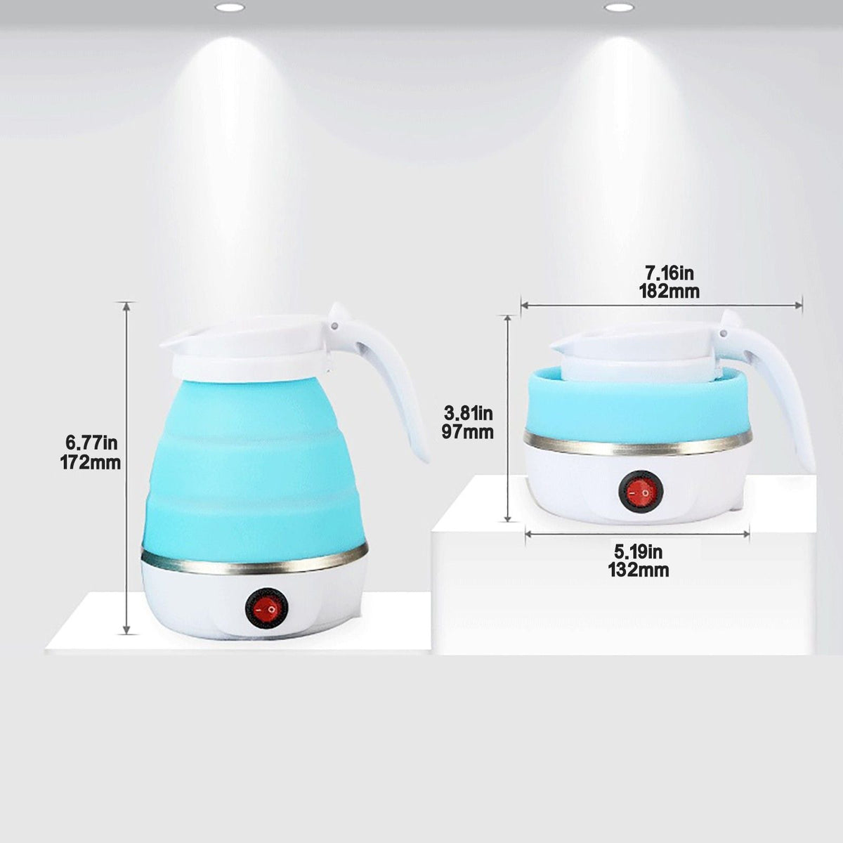 Folding Travel Kettle 600ml Electric Silicone Water Bottle Portable Heating Fast Kettle