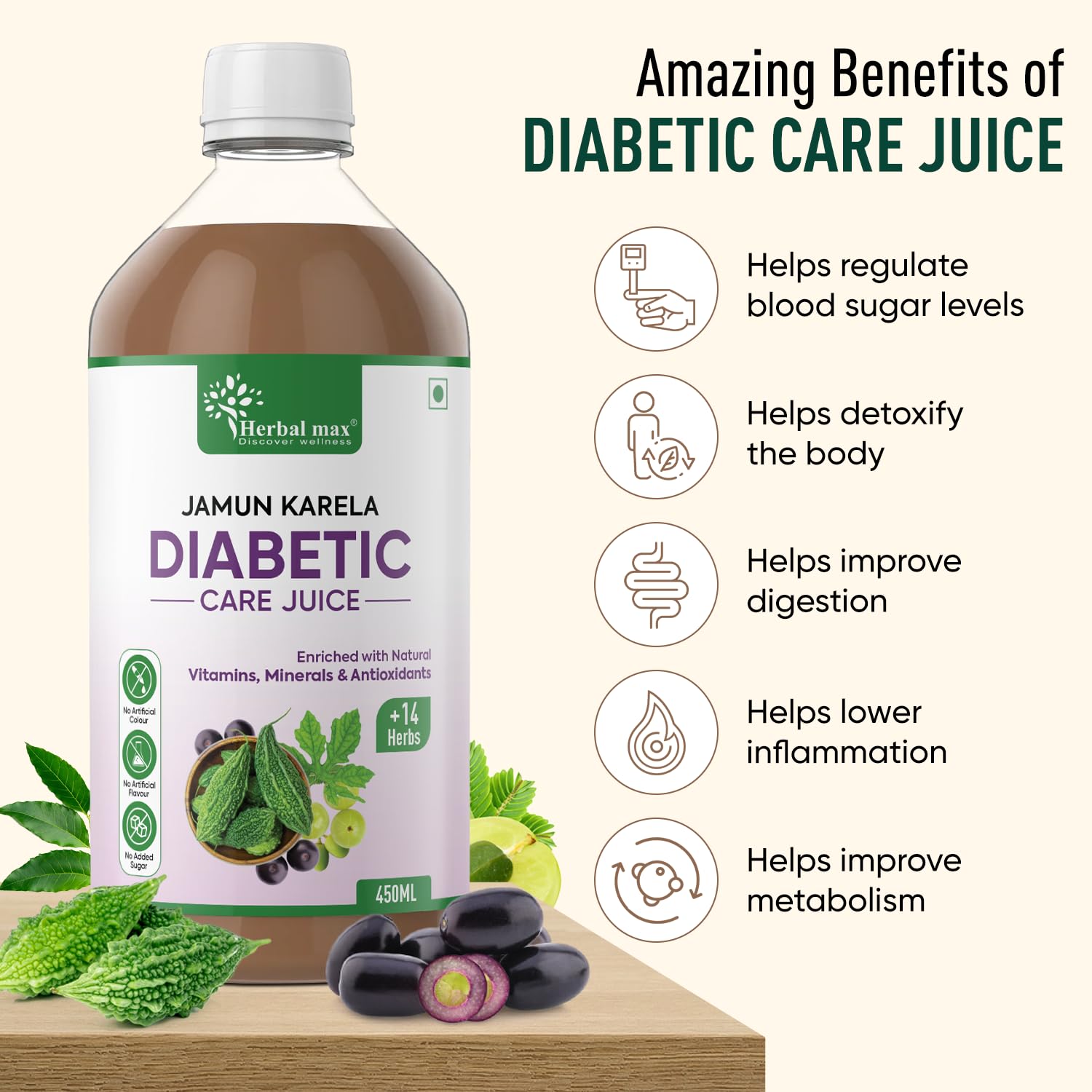 Herbal max Diabetic Care karela jammun 450 ml