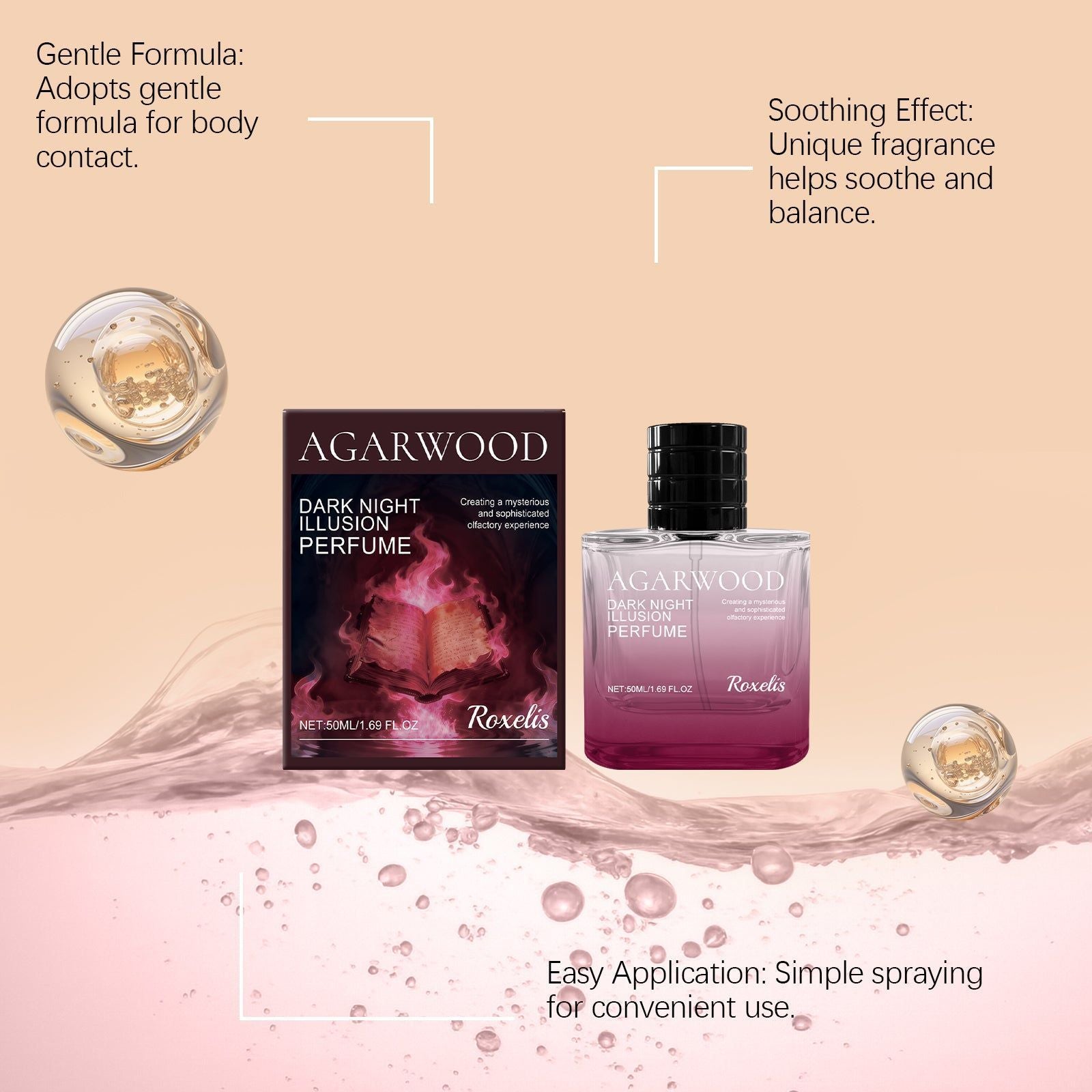Dark Night Phantom Agarwood Perfume, Natural Fresh Scent, Long-lasting, Portable Luxury ,50ml