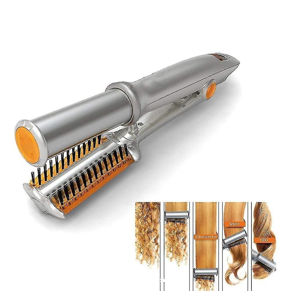2 In 1 Hair Straightening Iron Professional Styler Multi Tool Flat Iron With Brush|curling Irons zxin