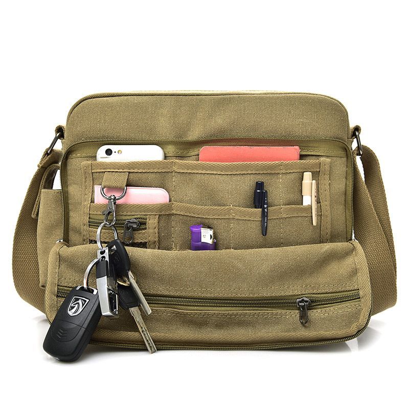 Multifunction Canvas Shoulder Men Bag Crossbody Handbag Vintage Messenger Bag