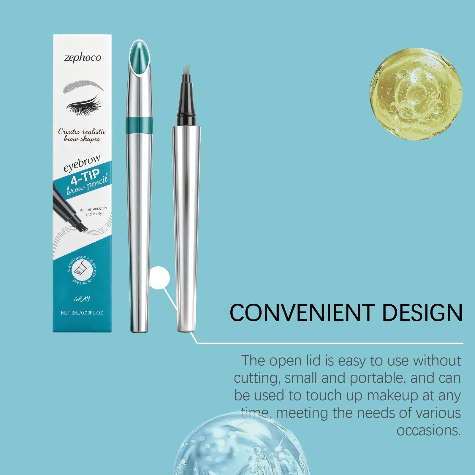 Beauty Collection Grey Anti-Blurring Eyebrow Pencil, Waterproof, Natural, Perfect for Beginners ,1ml