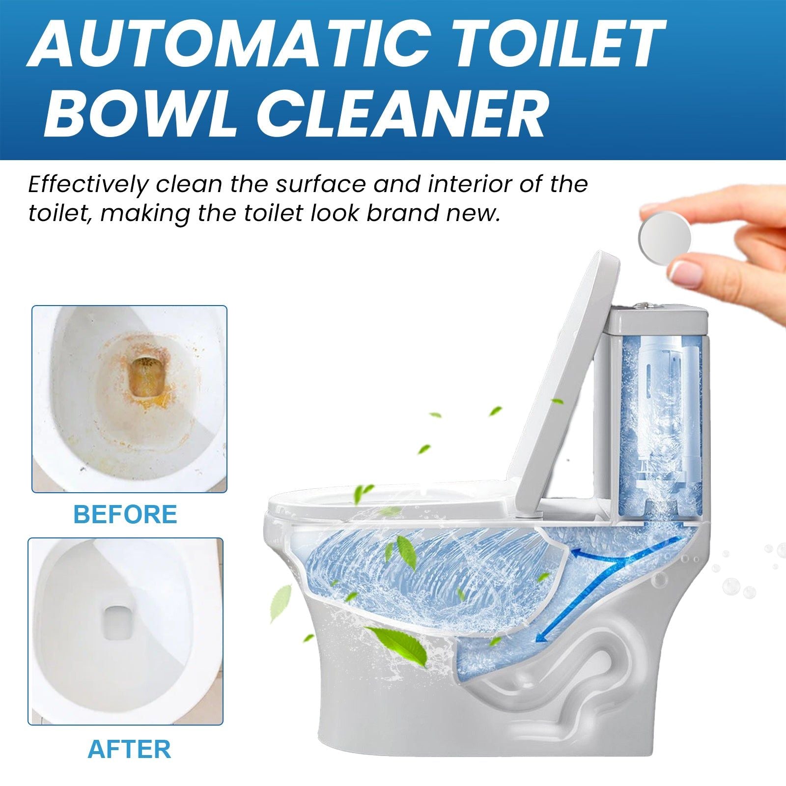Automatic Toilet Bowl Cleaner Effervescent Tablets, Freshen & Remove Odors, Easy Cleaning ,100g