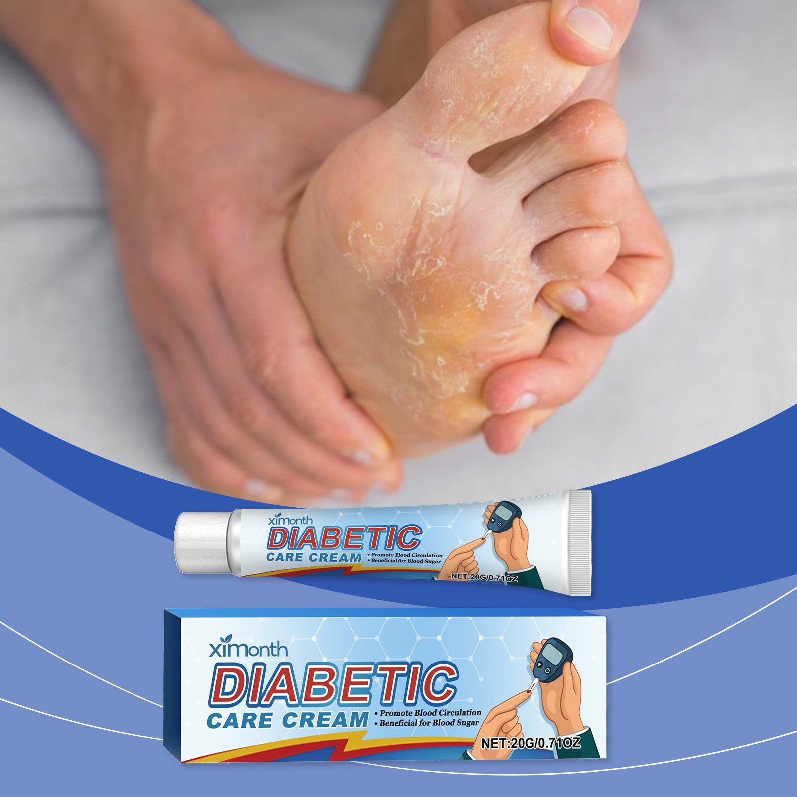 Body Care Cream for Diabetic Wounds, Moisturizing, Soothing, Fast Healing ,20g