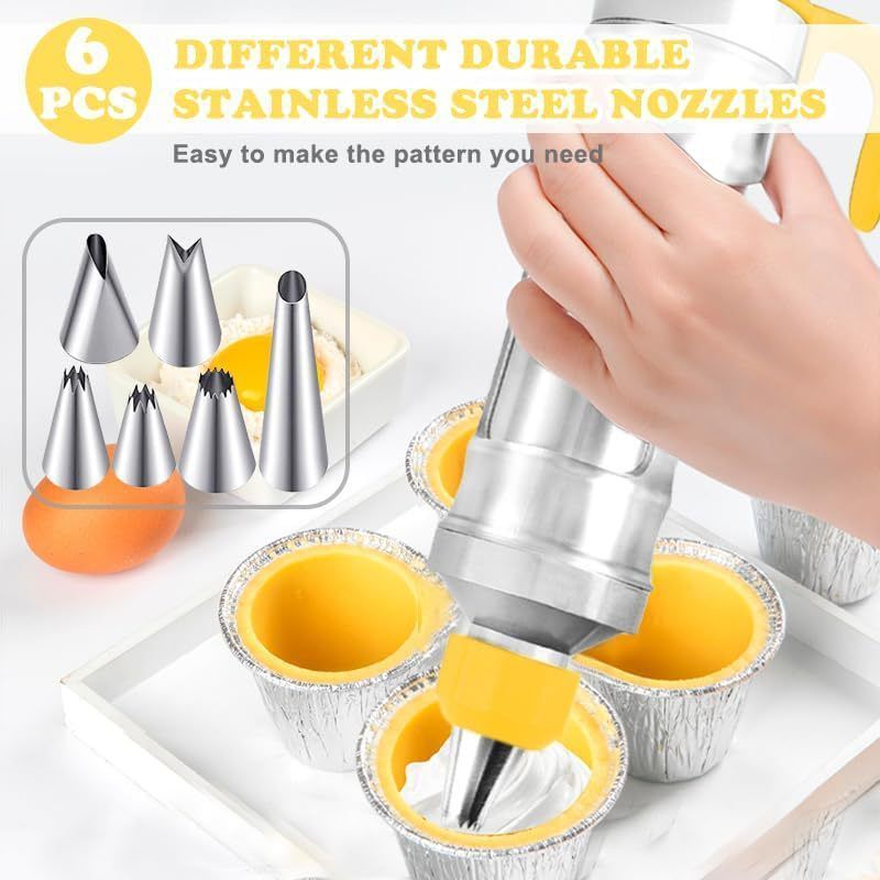 Dessert Decorating Syringe Set Stainless Steel Cake Decorating Tools Icing Piping Kit