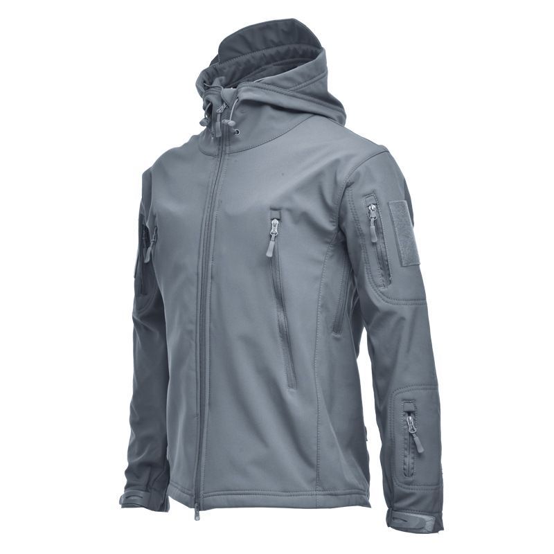 Men Winter Softshell Hooded Jacket Outdoor Tactical Coat Waterproof Fleece Outwear
