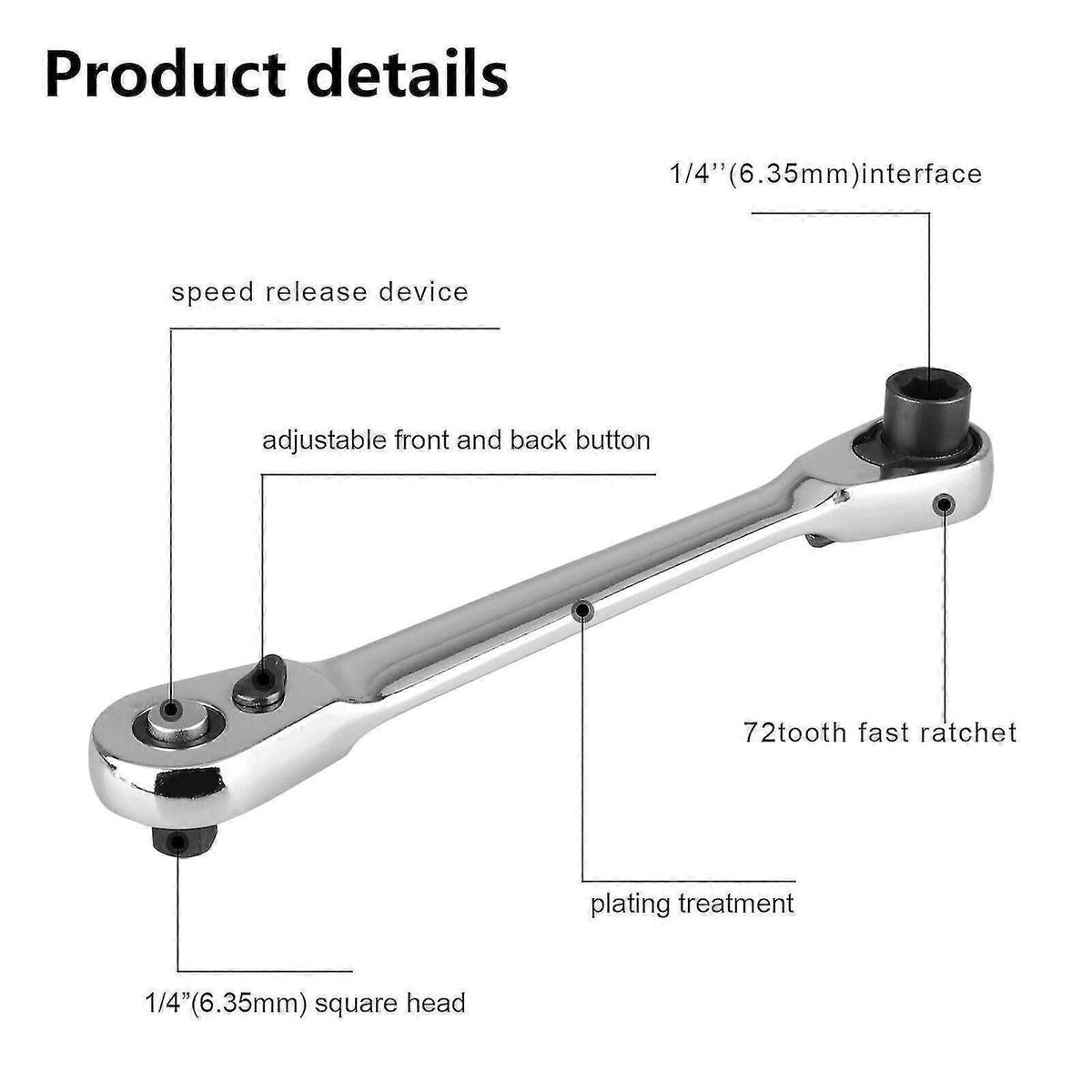 Mini Ratchet Wrench 1/4 Inch Drive Socket Screwdriver Bit Driver 72-teeth Tools