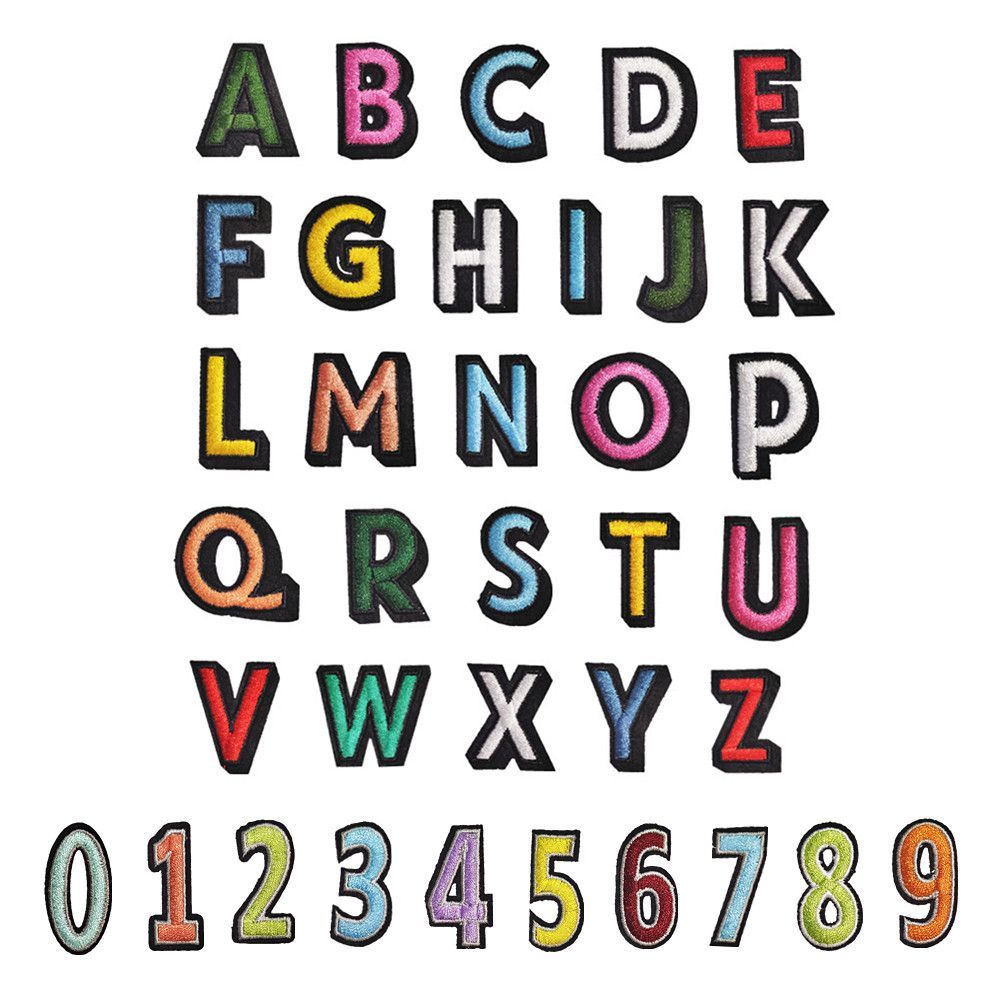 36pcs Letters Iron On Patches Applique Alphabet Numbers Embroidered Patche Stickers