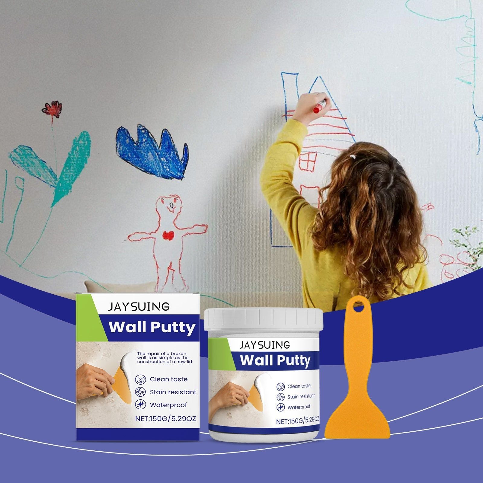 Wall Repair Paste, Easy Wall Finish for Cracks, Dents, and Renovation ,1 set