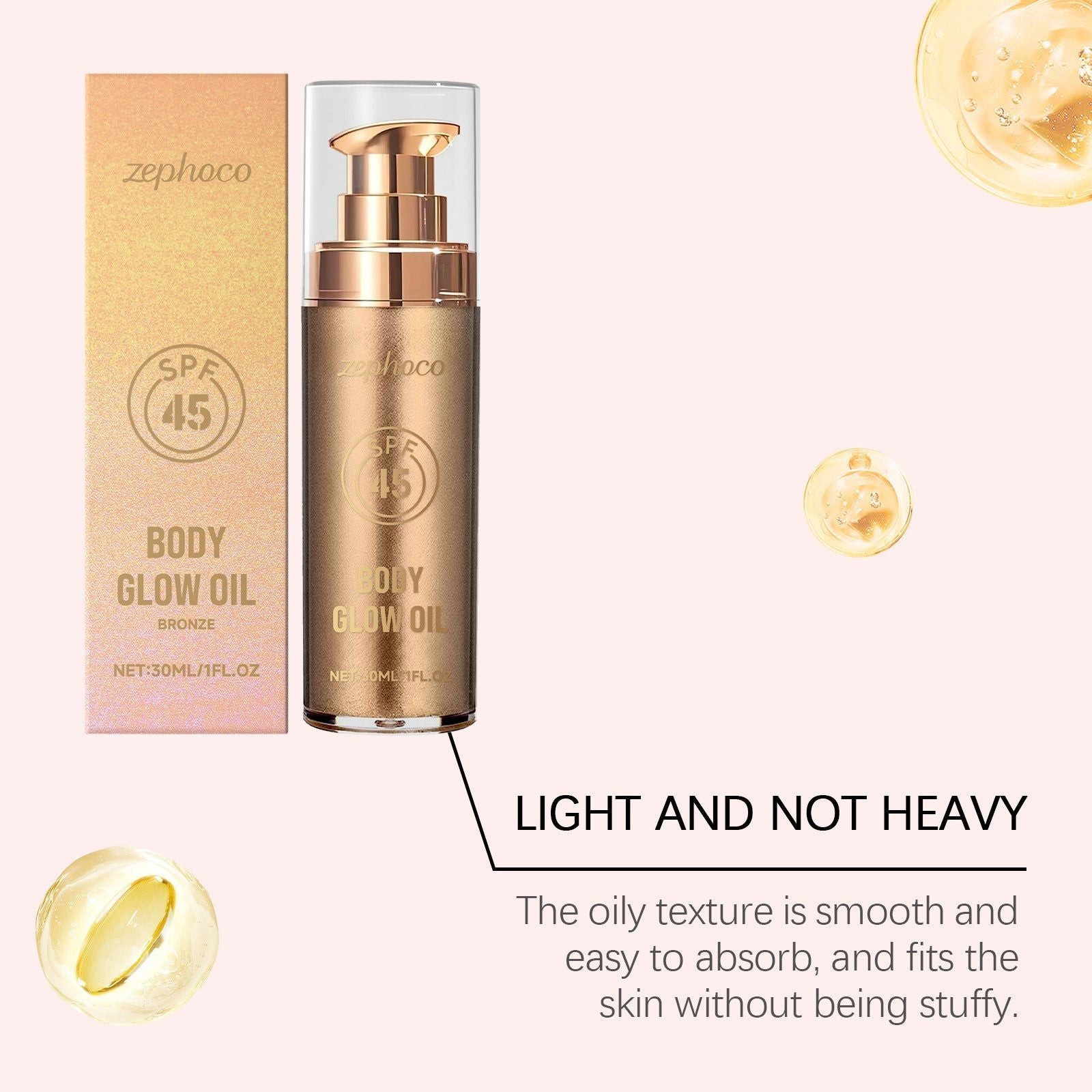 Copper Coconut Body Oil, Skin Care, Summer Glow, Moisturizing, Lustrous, Refreshing ,30ml