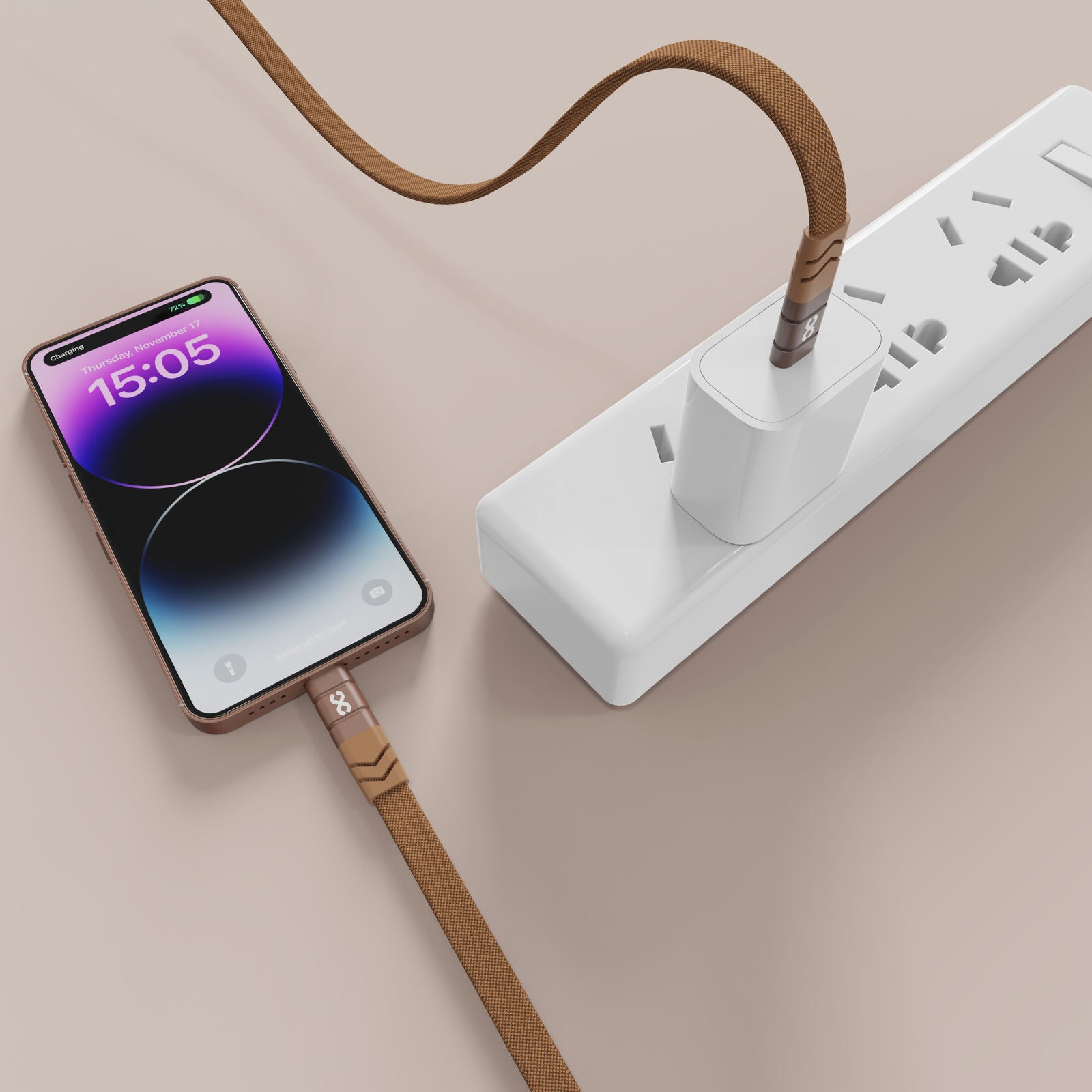 كابل Infinyty 2 في 1 USB-C إلى USB-C مضفر 60 وات، 1 متر