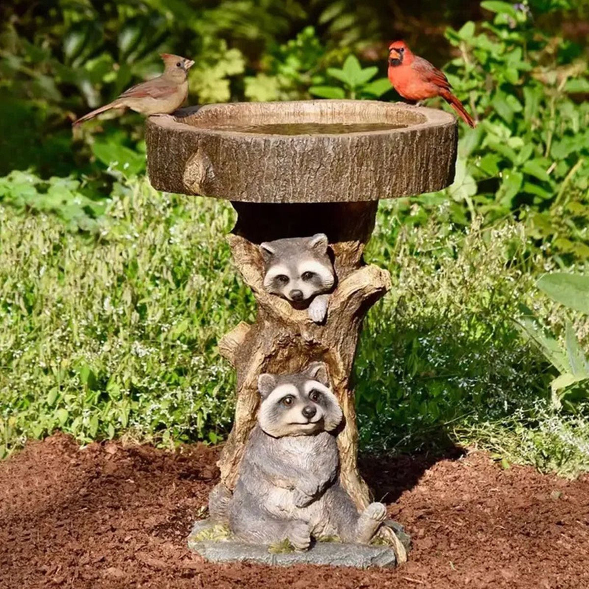 Bird Bath Feeders Bowl Garden Ornament Polyresin Handmade Decoration Outdoor